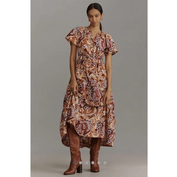 NWT Anthropologie The Somerset Maxi Dress Size XL Bronze Floral #NC504 - Picture 1 of 10